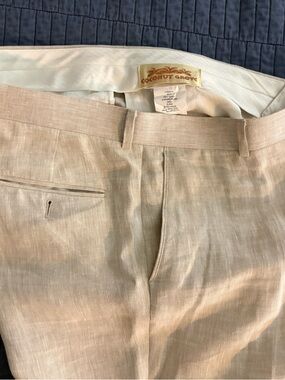 Coconut Grove Men's Light Beige/Cream Wide Leg Linen Summer Dress Pants. 36x32